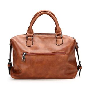 REHOC Women Leather Fashion Ladies Messenger Shoulder Bag Tote Satchel Purse Brown, Brown