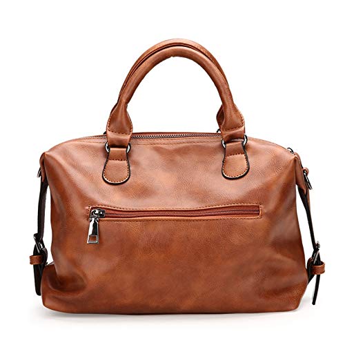 REHOC Women Leather Fashion Ladies Messenger Shoulder Bag Tote Satchel Purse Brown, Brown