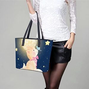 Womens Handbag Star Moon Cat Butterfly Leather Tote Bag Top Handle Satchel Bags For Lady