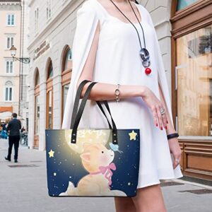 Womens Handbag Star Moon Cat Butterfly Leather Tote Bag Top Handle Satchel Bags For Lady