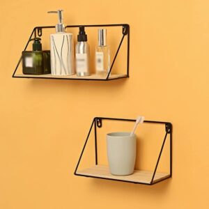 EYHLKM Wall Shelf Simple Punch-Free Wall Art Decorative Wall Shelf Wood Iron Floating Shelf (Color : D, Size : 1)