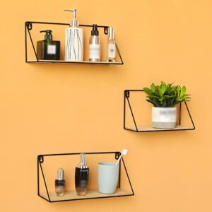 EYHLKM Wall Shelf Simple Punch-Free Wall Art Decorative Wall Shelf Wood Iron Floating Shelf (Color : D, Size : 1)