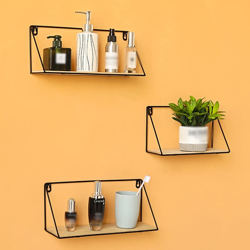 EYHLKM Wall Shelf Simple Punch-Free Wall Art Decorative Wall Shelf Wood Iron Floating Shelf (Color : D, Size : 1)