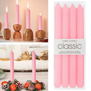 12 pack pink tall taper candles 10 inch long stick candles, twutgayw smokeless unscented dinner candle, 6 hour burn time dripless tapered candles for candlesticks christmas thanksgiving home decor