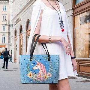 Womens Handbag Unicorn Leather Tote Bag Top Handle Satchel Bags For Lady