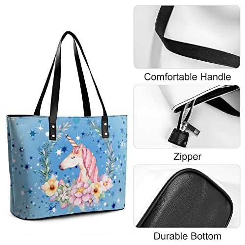 Womens Handbag Unicorn Leather Tote Bag Top Handle Satchel Bags For Lady