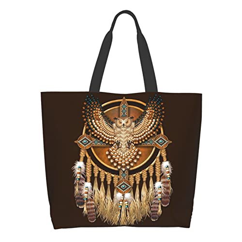 Gelxicu Native American Shoulder Tote Bags Indian Casual Bag Native Shoulder Shopping Handbag Grocery Bags