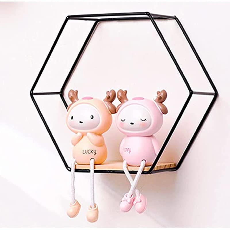 EYHLKM Iron Wall Shelf Ornaments Wall-Mounted Hexagonal Iron Shelf Storage Rack TV Background Bedroom Bedside Pendant (Color : D)