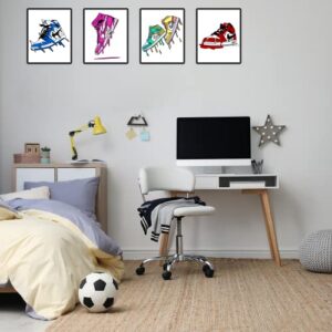 Nilem Design Sneaker Poster Hypebeast Room Decor Shoes Prints Set of 4 Unframed (8''x10'') Sneakerhead Poster Aesthetic Cool Poster for Teen Boys Guys Men Room Dorm Bedroom Wall Art Decor