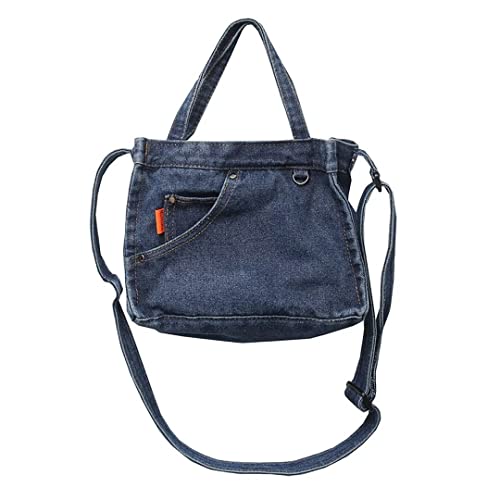 Denim Cowboy Bag Unisex Vintage Cowboy Hobo Handbag Shoulder Bag Travel School Office Bag B-Dark Blue