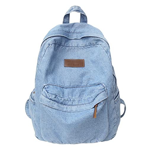 DINGZZ Soft Canvas School Backpack Trendy Denim Travel Student Bag Male Female College Backpack (Color : E, Size : 32 * 13 * 40CM)