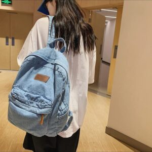 DINGZZ Soft Canvas School Backpack Trendy Denim Travel Student Bag Male Female College Backpack (Color : E, Size : 32 * 13 * 40CM)