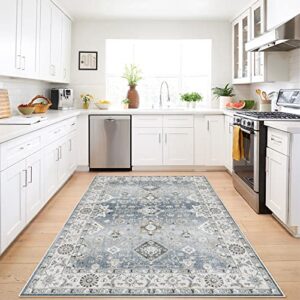 HY HAO YUN LAI Non Slip Runners for Hallways,Washable Hallway Runner Rug,Long Ultra Soft Kitchen Runner Rug,Non Shedding Accent Farmhouse Runner Rugs (Grey, 5X7)