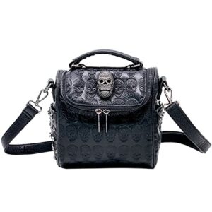 xingchen women skull handbag embossed purse vintage crossbody bag clutch classic rivets purse gothic shoulder bag black