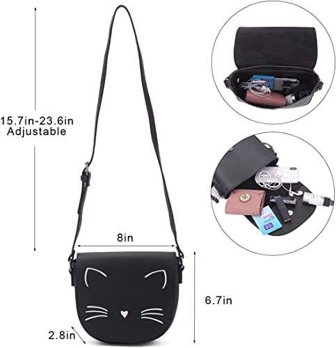 Cute Purses for Teen Girls Small Purse and Crossbody Bags for Women with Chain Strap,Fashion Preteen Purses Cat Black