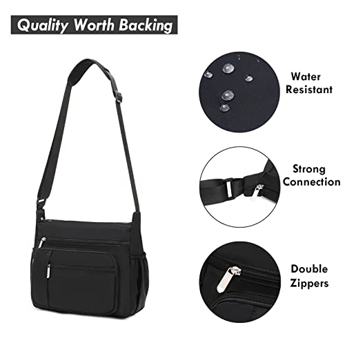 Shaelyka Large Shoulder Bag with PADDED Shoulder Strap, Water- Resistant Crossbody Bag for Women, Black