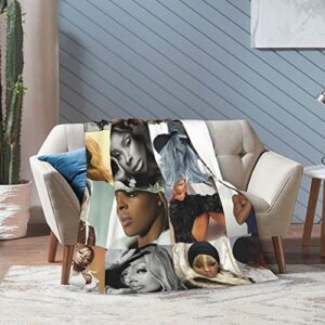 ISHAANAV Mary Music J and Blige Throw Blanket for Couch Sofa Fluffy Microfiber Fleece Throw Soft, Cozy, Lightweight Mary Music J and Blige