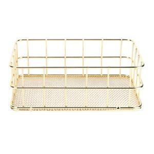 wire mesh basket, golden desktop metal storage basket iron grid storage tray net basket storage bins for home cosmetic stationery (17x12x6cm)