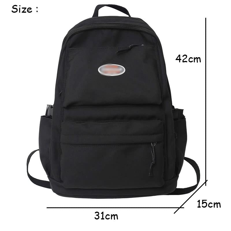 DINGZZ Solid Color Girls Backpack Large Capacity School Bags for Teens Female Student Bookbag (Color : Black, Size : 31 * 15 * 42CM)