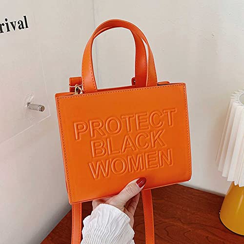 Qiayime Protect Black Women Purse and Handbag Ladies Fashion Leather Top Handle Satchel Tote bag Crossbody Shoulder bags set (orange set)