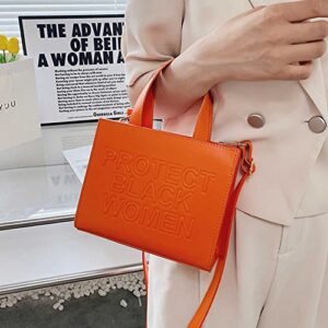 Qiayime Protect Black Women Purse and Handbag Ladies Fashion Leather Top Handle Satchel Tote bag Crossbody Shoulder bags set (orange set)