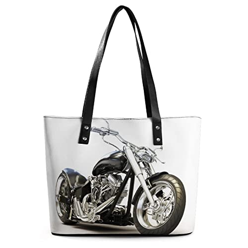 Womens Handbag Black Motorcycle Leather Tote Bag Top Handle Satchel Bags For Lady