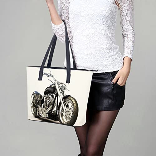 Womens Handbag Black Motorcycle Leather Tote Bag Top Handle Satchel Bags For Lady