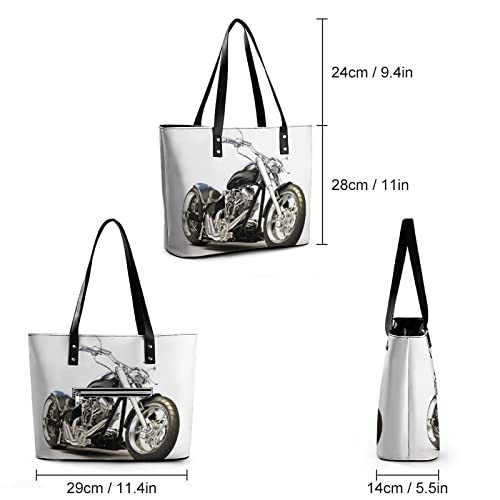 Womens Handbag Black Motorcycle Leather Tote Bag Top Handle Satchel Bags For Lady