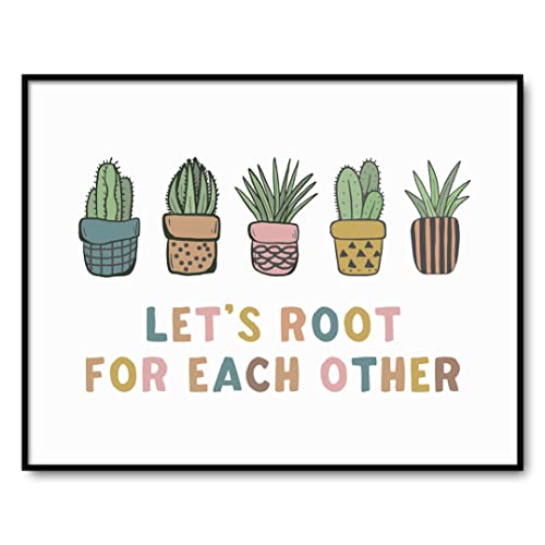 Let's Root For Each Other, Kids Bedroom Wall Art Decor, Children's Inspiration Quote, Plant Decor, Playroom Decor, Be Kind, Child Art, Boho Classroom Decor, Unframed (8X10 INCH)