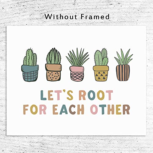 Let's Root For Each Other, Kids Bedroom Wall Art Decor, Children's Inspiration Quote, Plant Decor, Playroom Decor, Be Kind, Child Art, Boho Classroom Decor, Unframed (8X10 INCH)