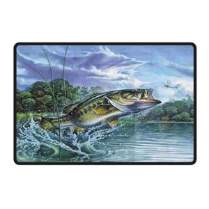 entryway mats bass fish jumping outdoor and indoor rug ,24×16 inch .5×20 inch two size.
