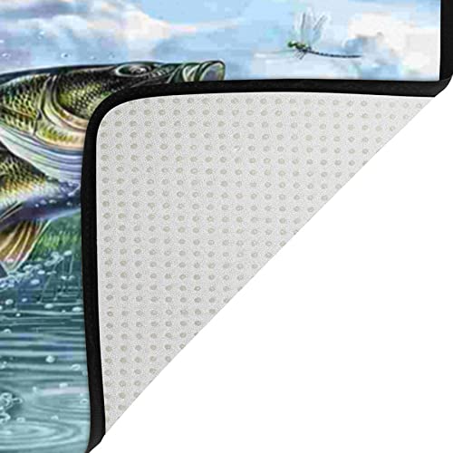 Entryway Mats Bass Fish Jumping Outdoor and Indoor Rug ,24x16 Inch .5x20 Inch Two Size.