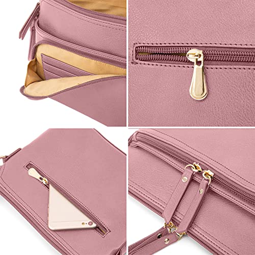 OB OURBAG Crossbody Purse for Women Ladies Lightweight Soft PU Leather Shoulder Bag Roomy Handbag Fashion Tote Shoulder Bags Pink