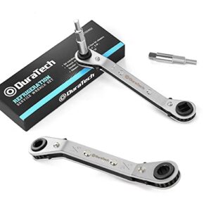 duratech hvac service wrench set, 2-piece refrigeration wrench set, 4 in 1 service wrench, 3/16″, 1/4″, 5/16″, 3/8″, for air conditioning and refrigeration equipment, with 2pcs hex bit adapter