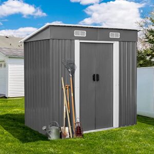 bestdoor metal outdoor storage shed 6 x 4 ft, outdoor storage house, with sliding door and vents, lean to backyard garden, patio, lawn, utility tool shed storage house