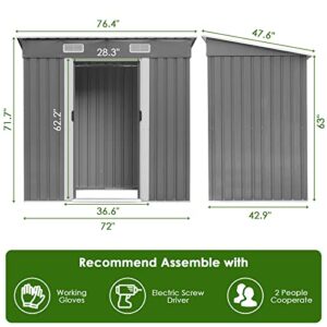 BESTDOOR Metal Outdoor Storage Shed 6 x 4 FT, Outdoor Storage House, with Sliding Door and Vents, Lean to Backyard Garden, Patio, Lawn, Utility Tool Shed Storage House