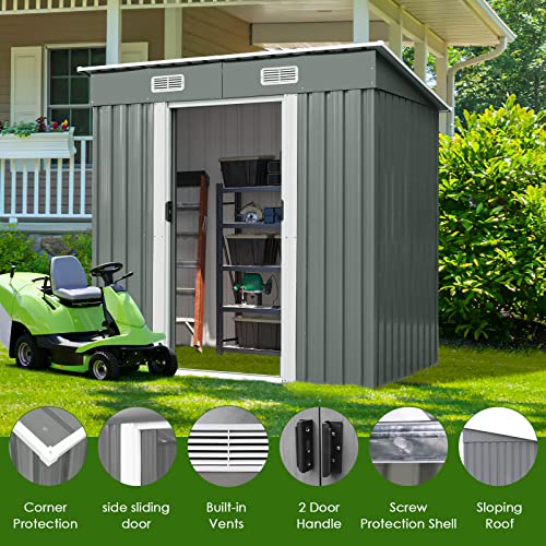 BESTDOOR Metal Outdoor Storage Shed 6 x 4 FT, Outdoor Storage House ...