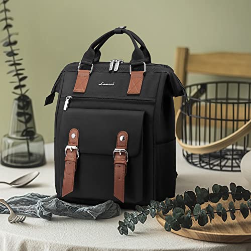 LOVEVOOK Mini Backpack for Women, Small Backpack Purse for Women Teen Girls, Cute Bookbag Fashion Daypacks for Shopping, Working or Dating, Black-Brown