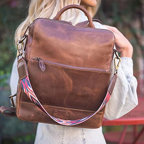 STS Ranchwear Women's Basic Bliss Chocolate Durable Brown Backpack with Adjustable Leather and Aztec Nylon Straps