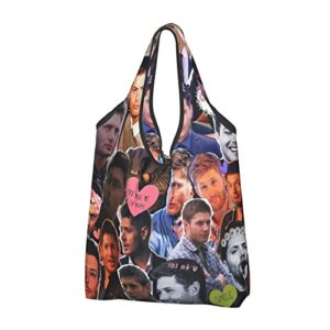 mxslove women casual tote bag jensen ackles shoulder handbag large capacity work fit storage portable shopping bag