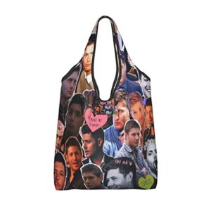 MXSLOVE Women Casual Tote Bag Jensen Ackles Shoulder Handbag Large Capacity Work Fit Storage Portable Shopping Bag