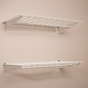 HyLoft 777 Wall Shelf with Hanging Rod, 36" x 18" (2-Pack) , White & 00212 Add-On Storage Hook Accessory for HyLoft Model-540 Ceiling Rack, 4 Count , White