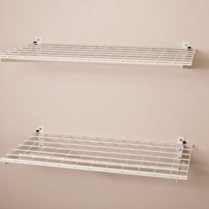 HyLoft 777 Wall Shelf with Hanging Rod, 36" x 18" (2-Pack) , White & 00212 Add-On Storage Hook Accessory for HyLoft Model-540 Ceiling Rack, 4 Count , White