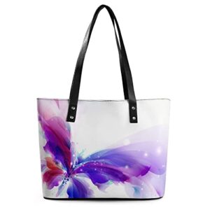 womens handbag purple butterfly leather tote bag top handle satchel bags for lady