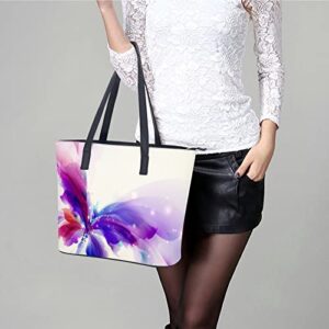 Womens Handbag Purple Butterfly Leather Tote Bag Top Handle Satchel Bags For Lady