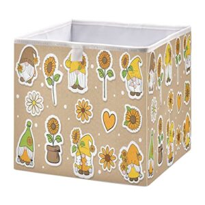kigai sunflowers gnome storage bins rectangular foldable storage baskets bin waterproof home organizer with handles basket for toy nursery blanket clothes, 15.8×10.6×7 inch