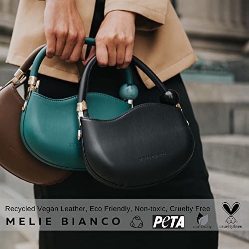 Melie Bianco Jennie Bag - Luxury Vegan Leather Handbag - Compact Design, Crossbody Capabilities, Zip Closure - 100% Recycled Fabric - Versatile for Work, Date-Night, Casual & Evening Wear - Black