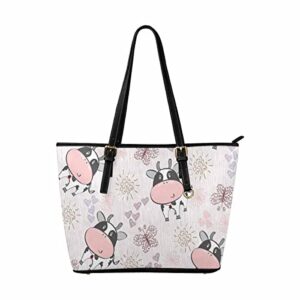 InterestPrint Pattern with C-ow dairy cattles Womens Handbag Ladies Purses Shoulder Bags Tote