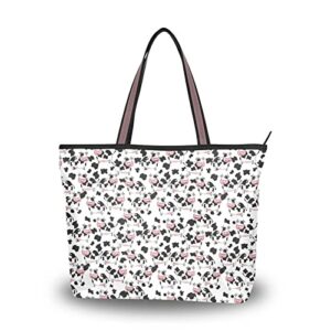 kfbe women tote bags cow animal top handle satchel handbags shoulder bag for shopping l 20800269