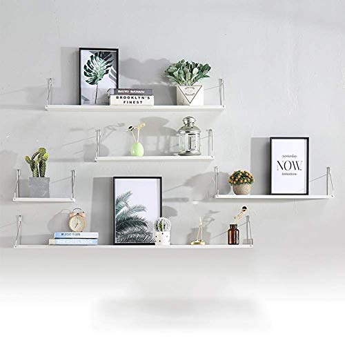 PIBM Stylish Simplicity Shelf Wall Mounted Floating Rack Shelves Metal Bracket Solid Wood Cd Rack Bookshelf Display Stand Bedroom Flower Shop Coffee Shop,4 Sizes, White , 60x15cm